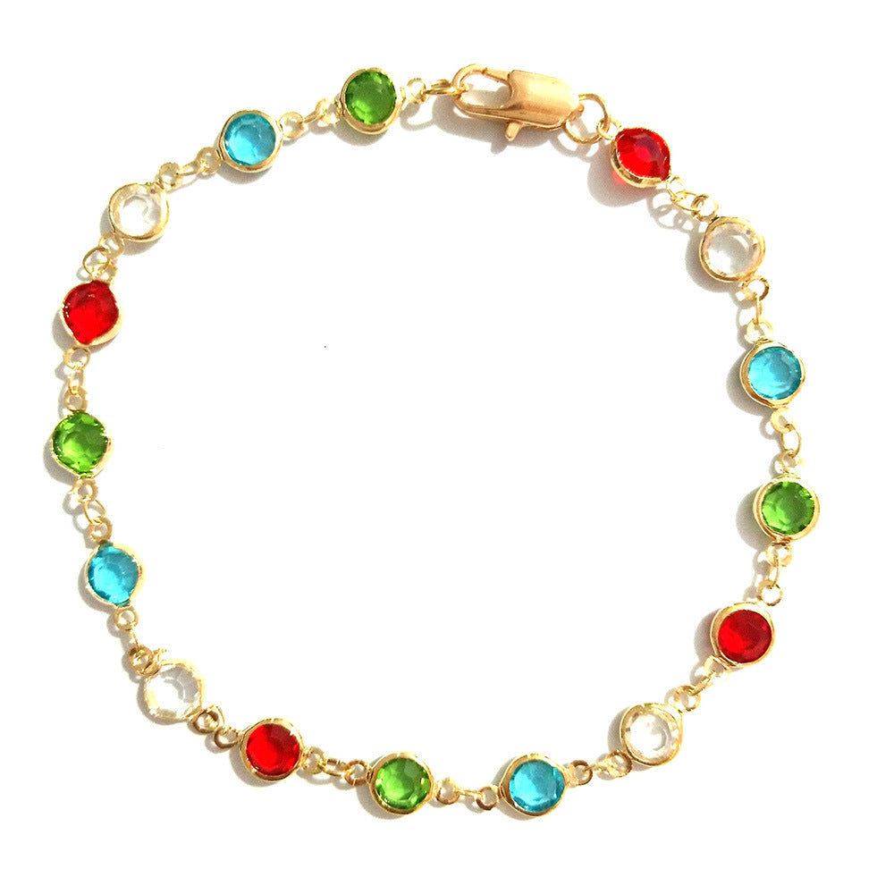 Multi-Color Micro-inlaid Rainbow Crystal Anklet For Women - Minihomy