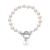 Women's Creative OT Buckle Bee Pendant Pearl Bracelet