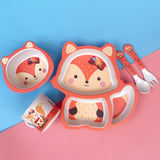 Bamboo Fiber Children's Tableware Set Cartoon Solid Food Bowl