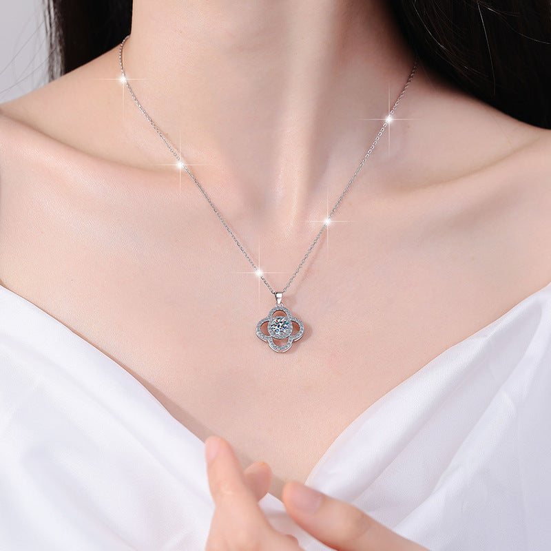 Women's Sterling Silver Moissanite Pendant Necklace