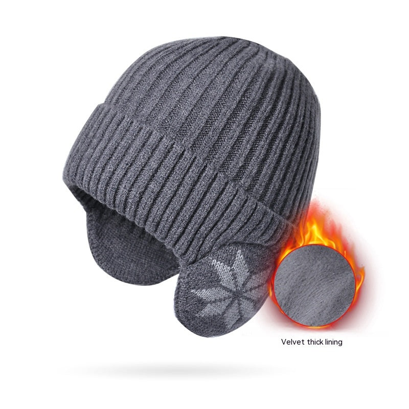 Thermal Knitting Woolen Cap Men's Fleece-lined Thickened Winter