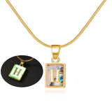 26 Letter Square Necklace Colorful Shell Luminous Pendant Chain Necklace For Women - Minihomy