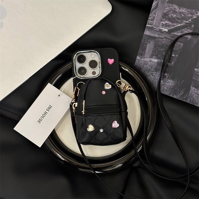 Cute Crossbody Phone Case for iPhone - Light Luxury Bag with Removable Strap