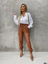 Ankle-Tied Elastic Waist Pants Women