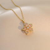 Fashion Rotating Bauhinia Zircon Necklace