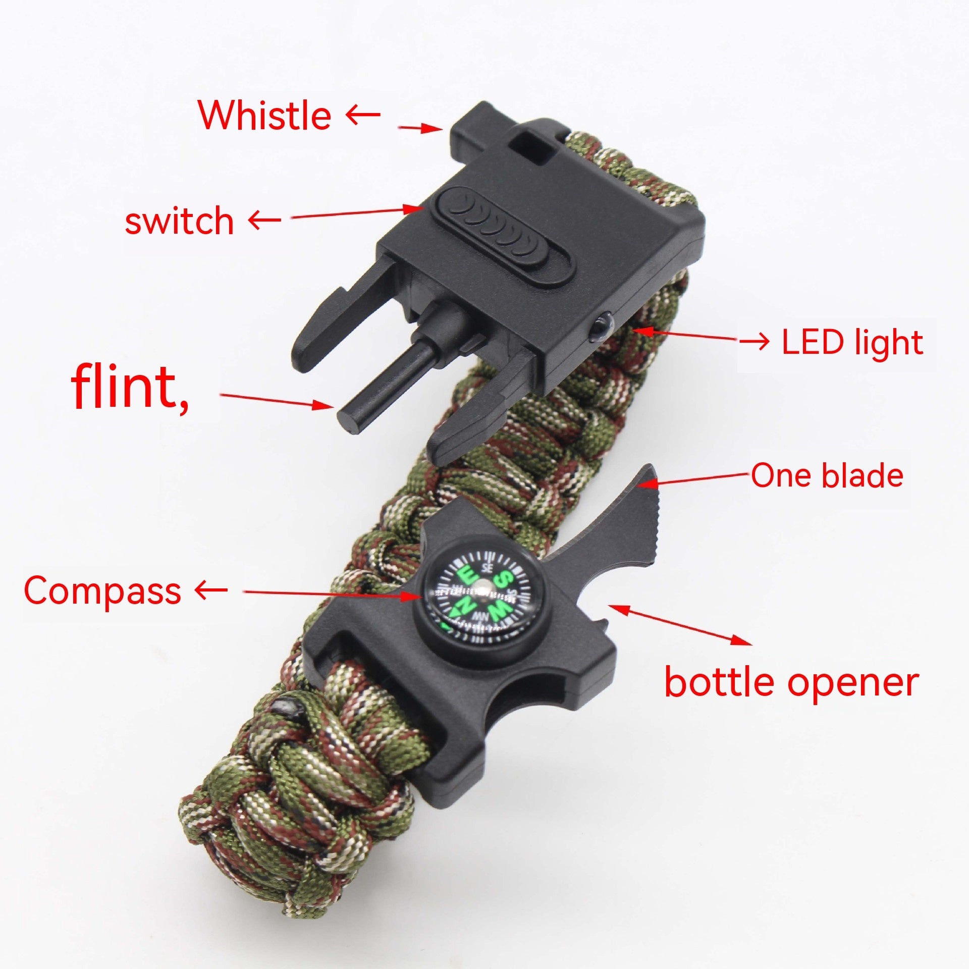 Outdoor Multifunctional Paracord Bracelet Lighting Lamp