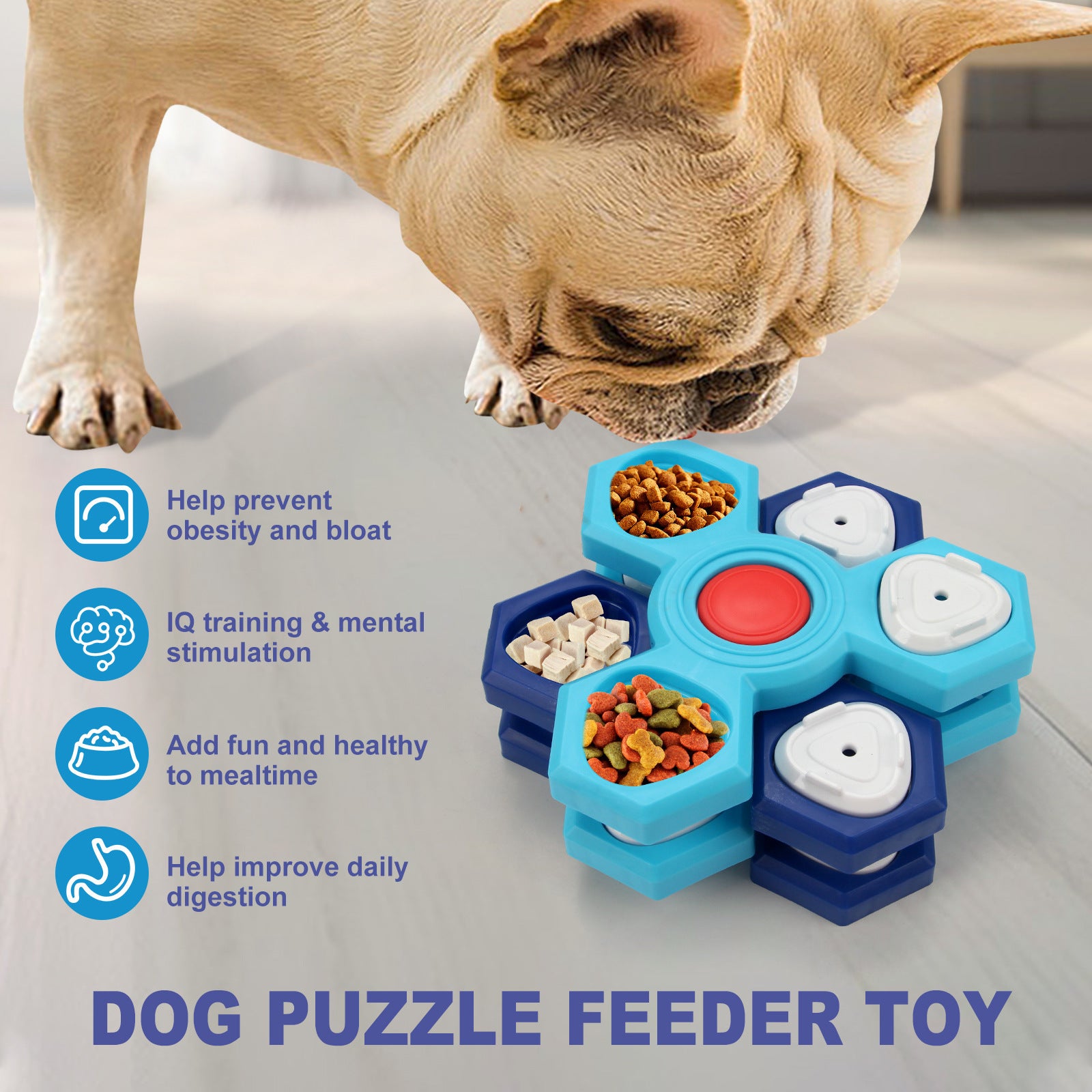 4-Layer Interactive Slow Feeder Dog Bowl - Non-Slip Puzzle for Slow Eating