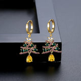 Christmas Tree Earrings: Colorful Rhinestone Dangle Earrings for Women