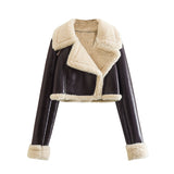 Double-sided Loose Short Zipper Fur Integrated Jacket