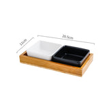 Cat Bowl Snack Plate Ceramic Wood Anti-Tip - Minihomy