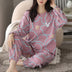 Loose Print Pajamas Women Autumn Winter Pyjama Set Long Sleeves And Trousers Sleepwear - Minihomy