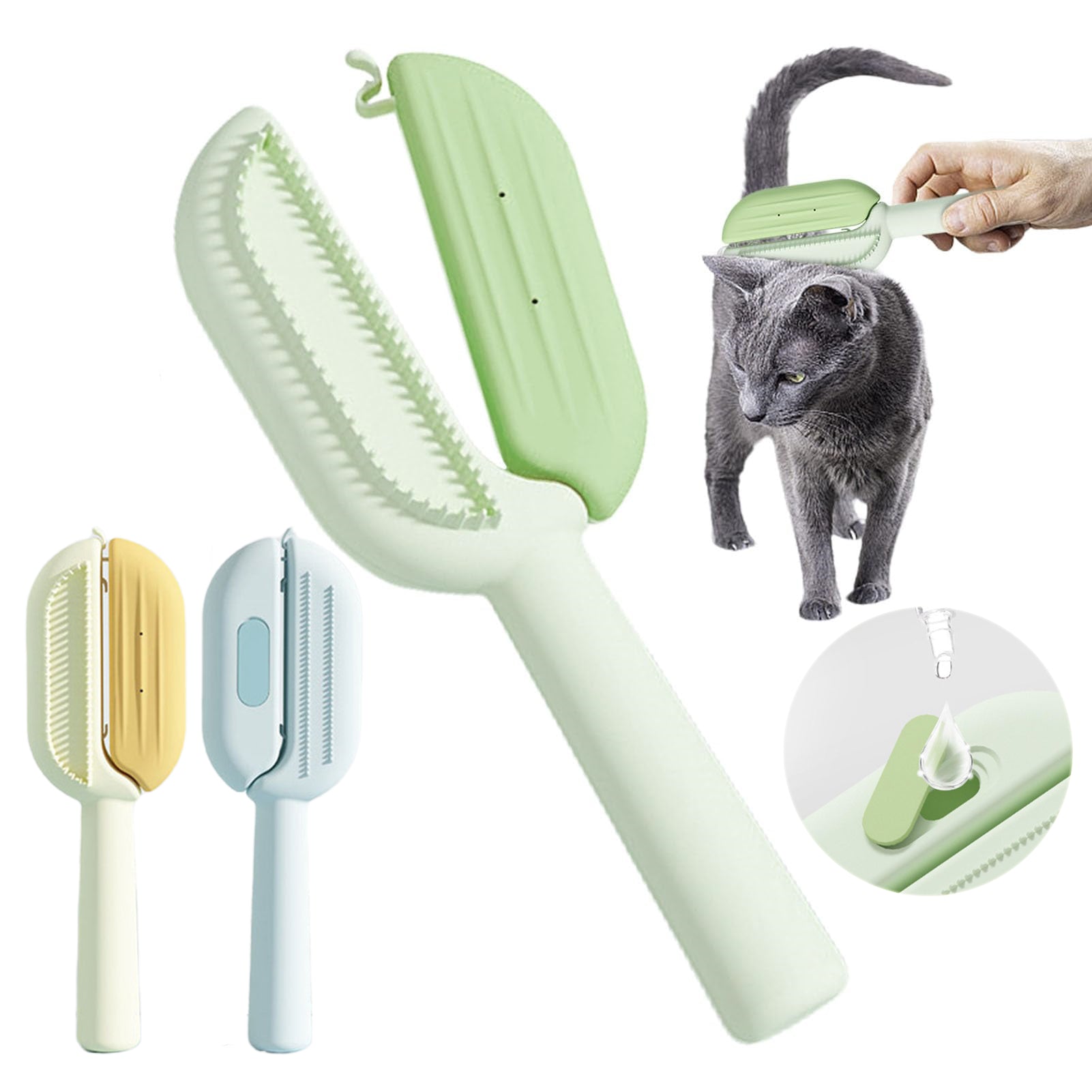 3-In-1 Self-Cleaning Massage Combs - Floating Hair Removal Brush for Pets Grooming - Minihomy