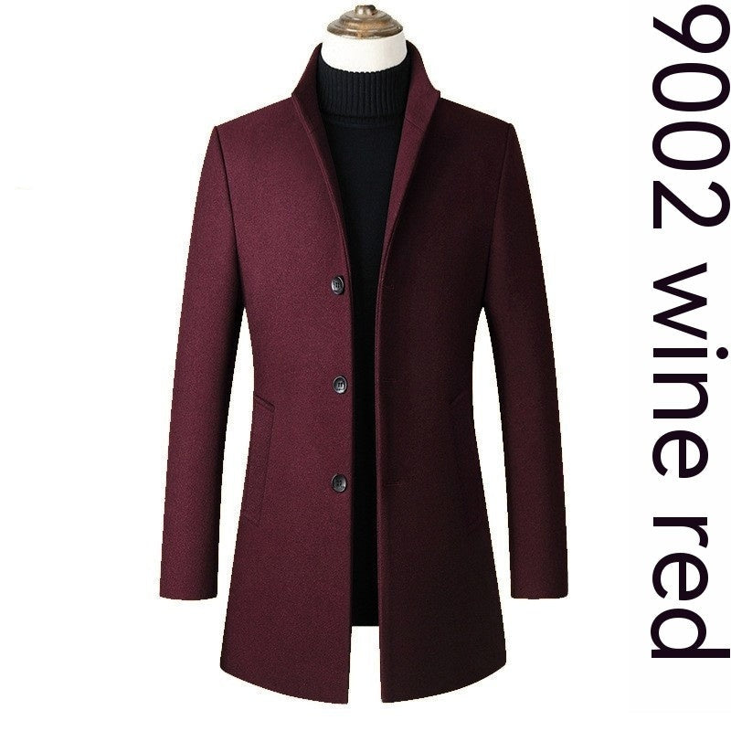 Single-breasted Stand Collar Wool Woolen Men's Coat: Elevate Your Style with Timeless Elegance