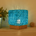 Hand-Knit Dimmable Square LED Desk Lamp - Wood Rattan Twine USB Charging Table Light - Minihomy