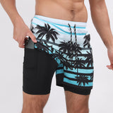 Gradient Printed Beach Shorts - Double Layer Casual Sport Shorts