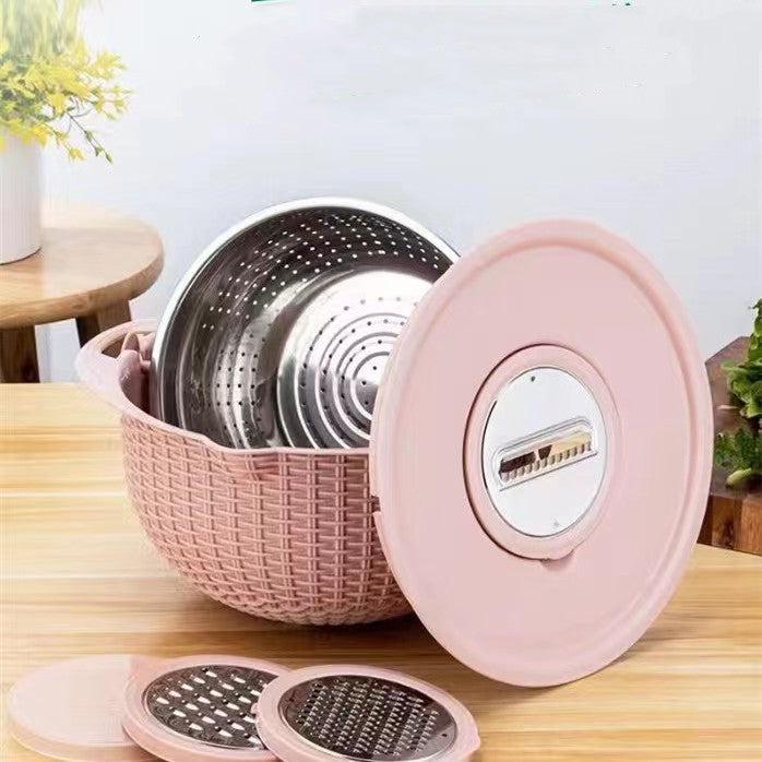 Kitchen Fruit Tray - Removable Double Layer Draining Basket with Rotating Design