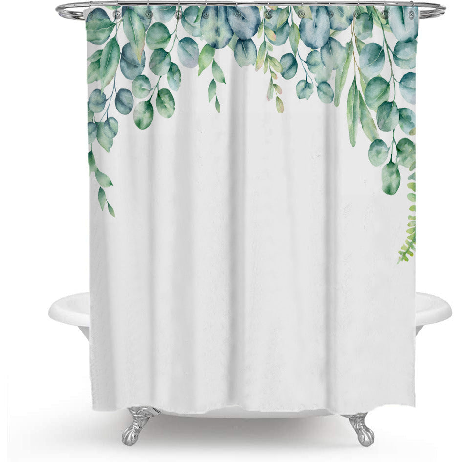 Color Floral Plant Shower Curtain Bathroom Curtain Polyester - Minihomy