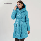 Women's Cotton-padded Jacket Slim-fit Lace Up Lapel Long-sleeved Coat