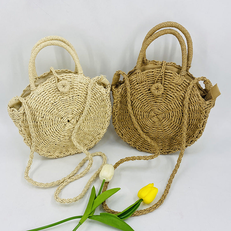 Ins Style Shell Retro Large Capacity Women's Straw Bag