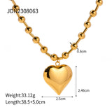 Gold Plated Stainless Steel Smooth Love Heart Necklace Series Hypo-Allergenic Tarnish Water Resistant Chunky Women Jewelry