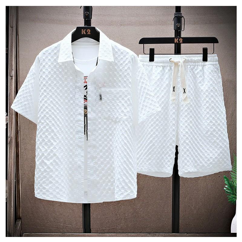 Youth Summer Suit Men's Loose Casual Shirt Short-sleeved Shorts