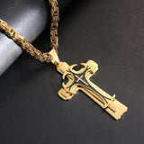 Stainless Steel Trinity Cross Necklace for Men - 3 Layer Pendant Jewelry Gift