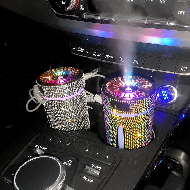 Luxury Diamond Car Humidifier: LED Light, Air Purifier, Aromatherapy Diffuser, Car Accessories - Minihomy