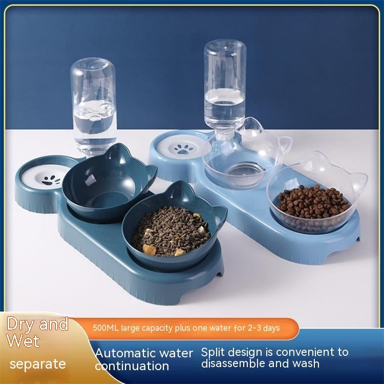 Cat Bowl Anti-tumble Automatic Feeding Water Fountain - Minihomy