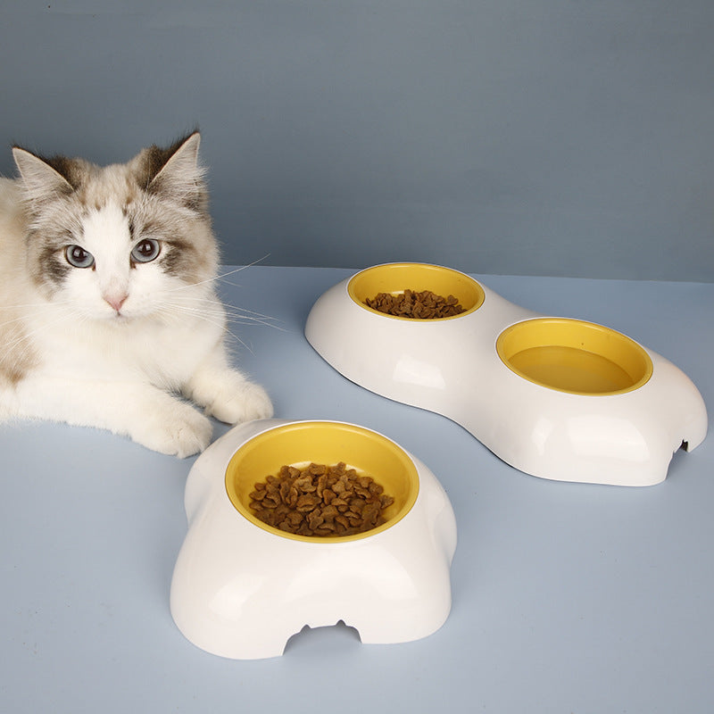 Cute Egg-Shaped Pet Bowl - Double Bowl Feeder for Dogs & Cats, Elevated Water & Food Bowl