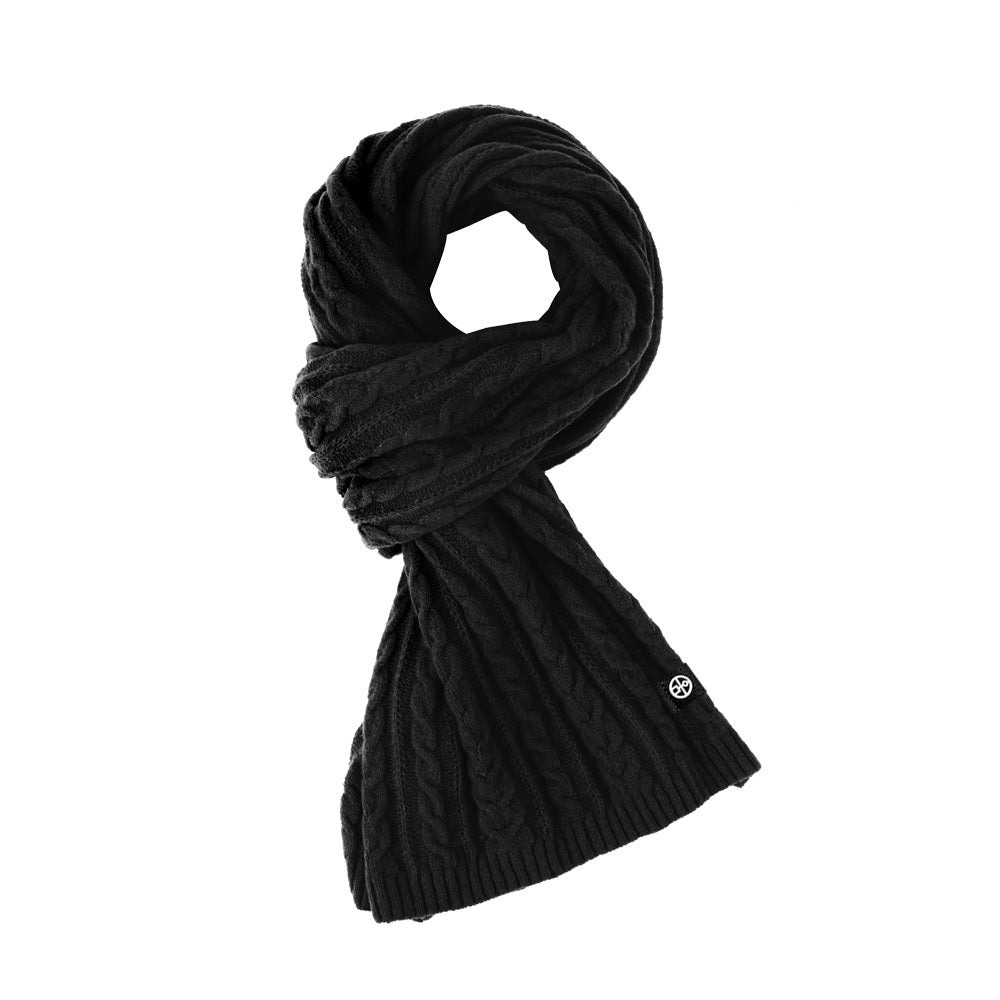 Solid Color Scarf For Women Winter Warm Versatile  Shawl Sweet Knitted Woolen Long Scarf