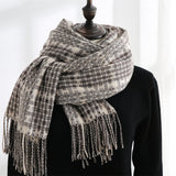 Women's Thickened Warm Tassel Plaid Cashmere Scarves