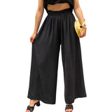 Women Trousers Solid Color Wide Leg High Waist Pants Casual Loose Pants