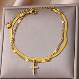 Double Layer Snake Bone Anklet Elegant Beach Stainless Steel - Minihomy