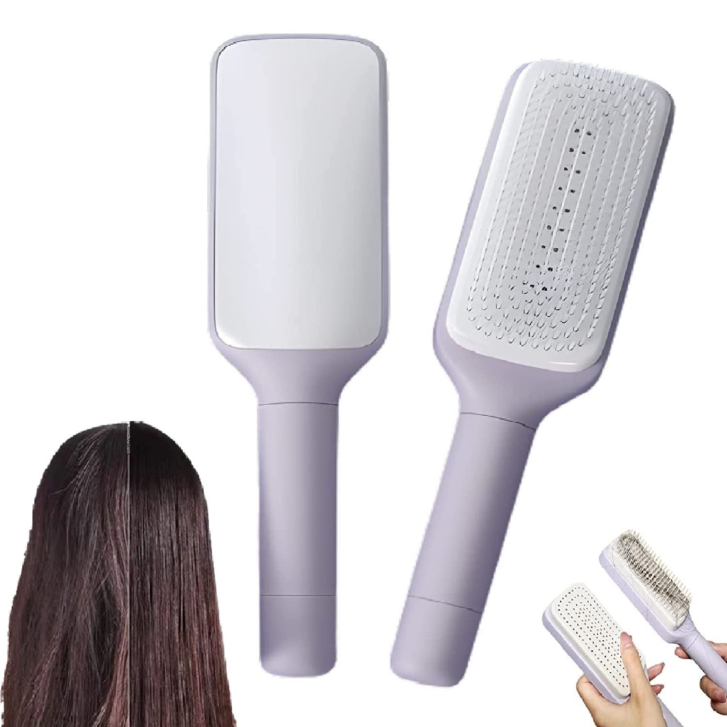 4 In 1 Self Cleaning Hair Brush New Self-Cleaning Anti-Static Massage Comb Scalable Rotate Lifting Self Cleaning Hairbrush - Minihomy