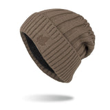 Velvet Short Cuffed Pullover Knitted Beanie Hat