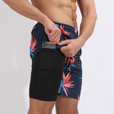 Gradient Printed Beach Shorts - Double Layer Casual Sport Shorts