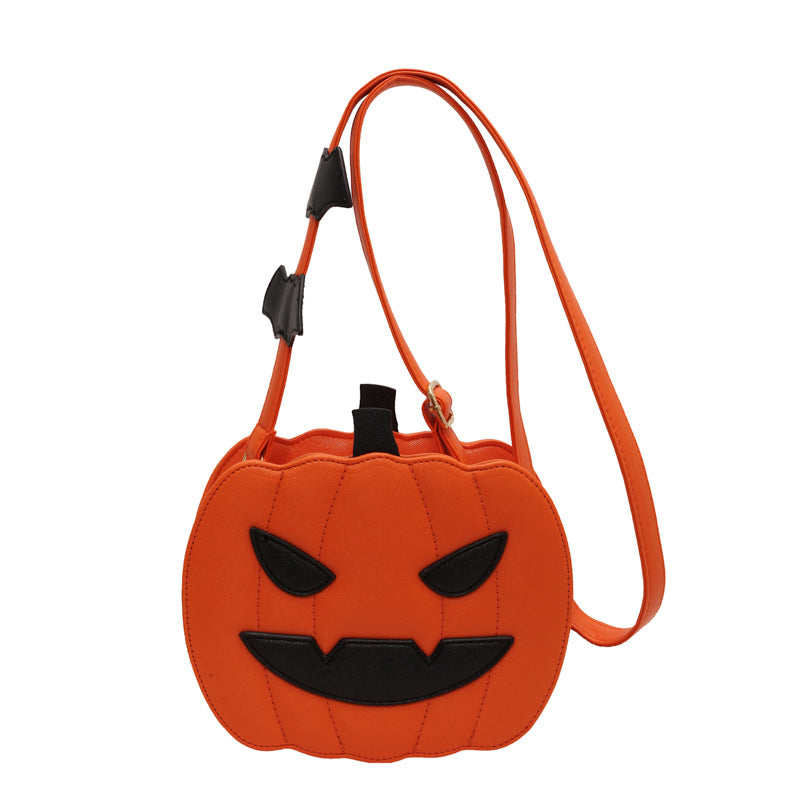 Halloween Bags Funny Pumpkin Cartoon Shoulder Crossbody Bag With Bat