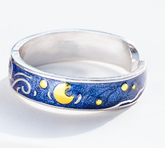 Fashionable And Elegant Sea Blue Starry Sky Couple Ring - Minihomy