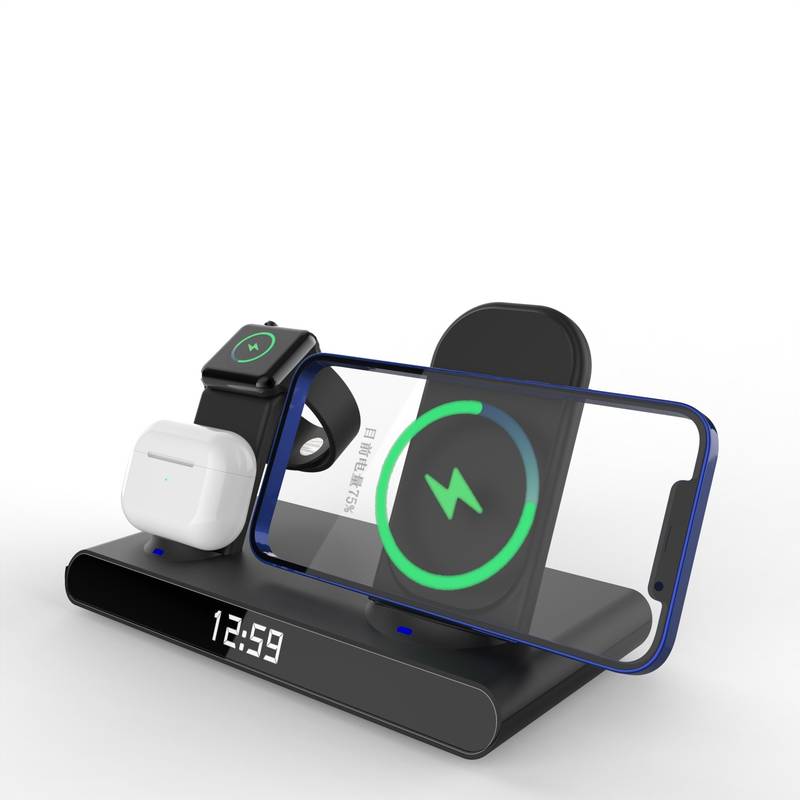 15W 3-in-1 Wireless Charging Station for Phone, Watch & Earbuds - Fast Charging Clock - Minihomy