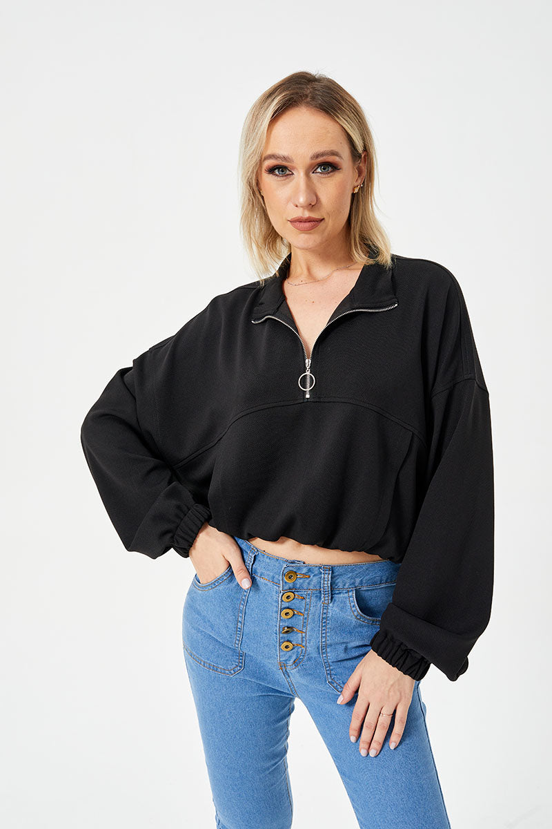 Women's Loose Casual Half Zipper Sweatshirt