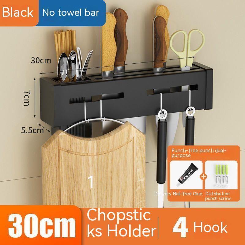 Kitchen Stainless Steel Knife Holder Punch-free Chopstick Canister Storage Hook Rack - Minihomy