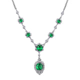 Noble Diamond Green Gem Evening Dress Chain Pendant Necklace Set - Minihomy