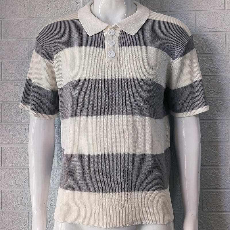 Men's Summer Short Sleeve Lapel Sweater