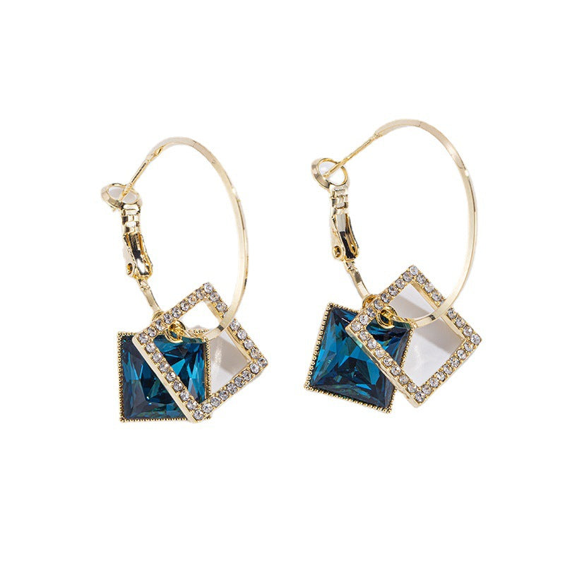 New Fashion Square Earrings Special-interest Design Inlaid Zircon Women: Elevate Your Style