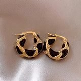 Gold Plated Enamel Hoop Earrings for Women - Trendy Statement Earring Jewelry Gifts