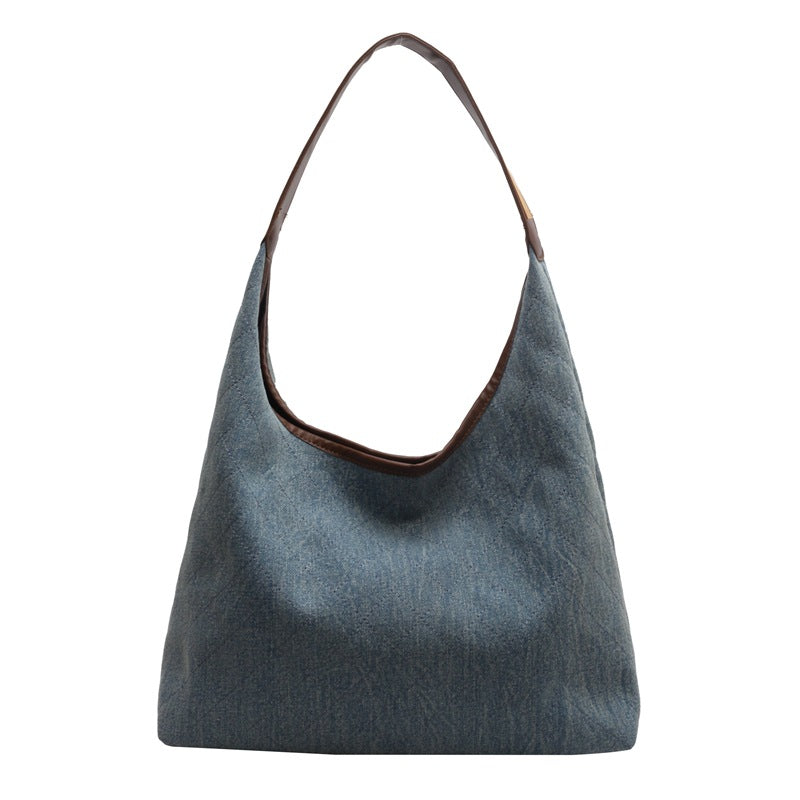Denim Canvas Bucket Bag - Fashionable Large Capacity Shoulder Bag for Women