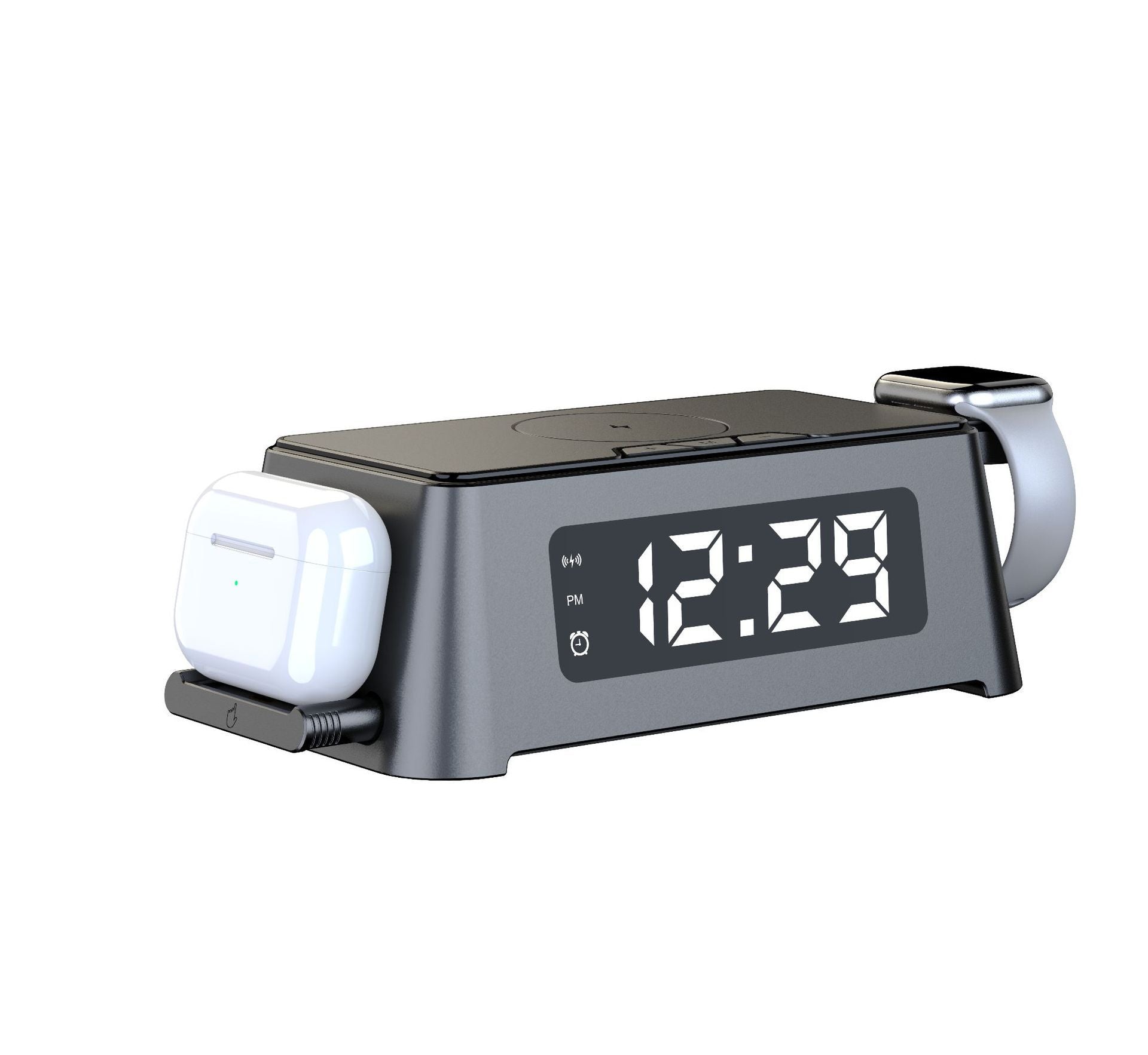 Mobile Phone Compact Wireless Charger With Alarm Clock