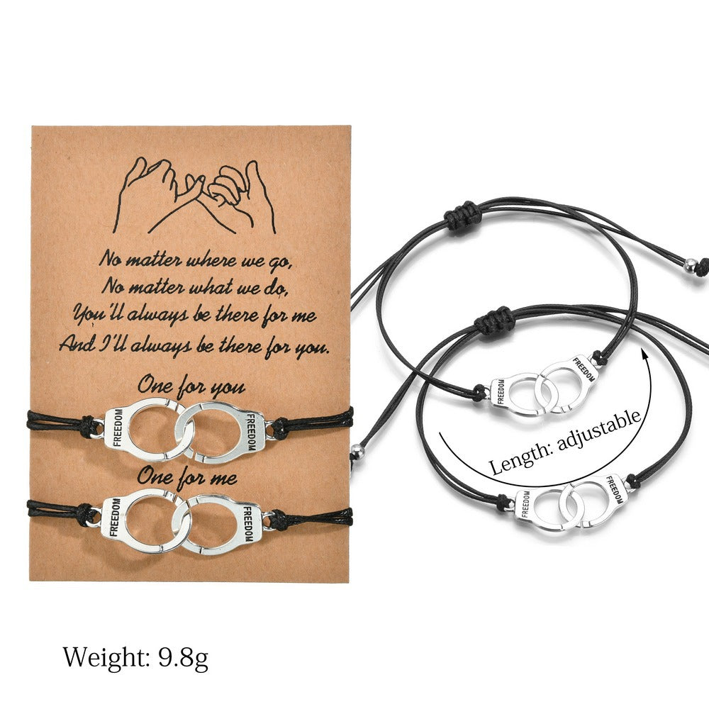 Couple Handcuffs Bracelets Friendship Card Bracelets - Minihomy