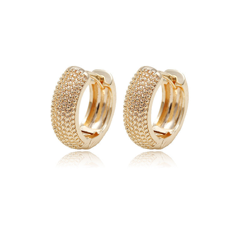 Gold Semi-glossy Semi-lug Ear Buckle Korean Version Of The New Round Earrings Jewelry