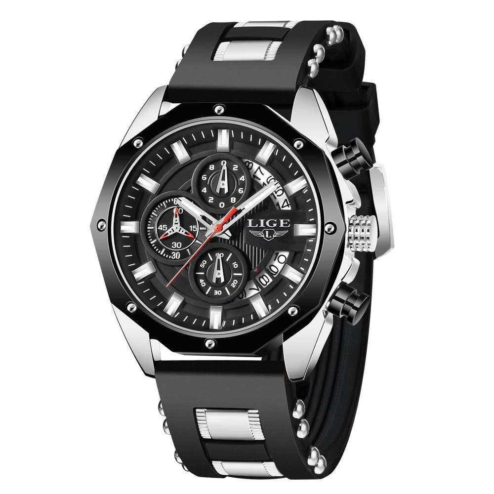 Fashion Mens Watches Top Brand Luxury Silicone Sport Watch Men Quartz Date Clock Waterproof Wristwatch Chronograph - Minihomy